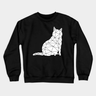 A round cat sits and looks around, Cat Geometric for Dark Crewneck Sweatshirt